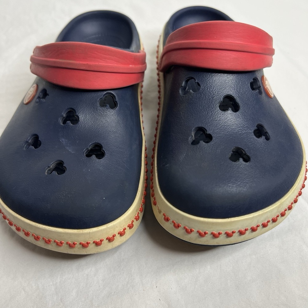Crocs Kids J2 Blue Red Mickey Mouse Clogs Slip On Disney Shoes Youth Size 2